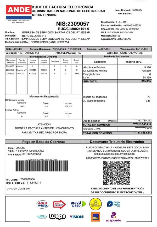 AUDIO: Millonaria deuda de la Essap con la Ande podría dejar sin agua potable a santanianos - Periodísticamente - ABC Color