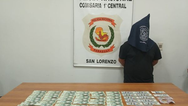 Policía detiene a un hombre por intentar cambiar dólares falsos en San Lorenzo