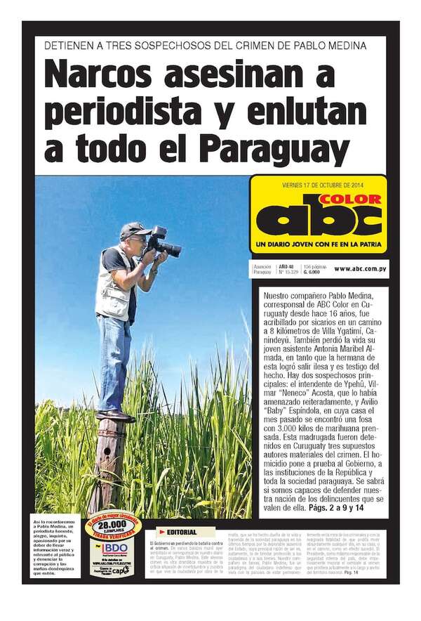A una década del asesinato del periodista Pablo Medina - Policiales - ABC Color