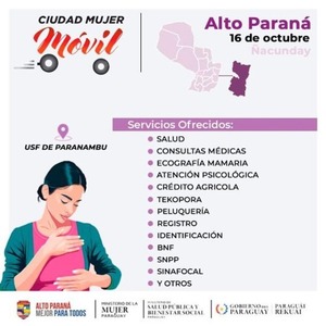 Ciudad Mujer Móvil llega a Ñacunday este miércoles