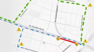 Cierran un tramo de Av. Eusebio Ayala por obras de desagüe pluvial
