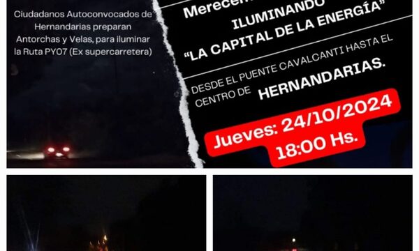 Ruta Py 07 sumida en la oscuridad, pese a estar a metros de dos hidroeléctricas