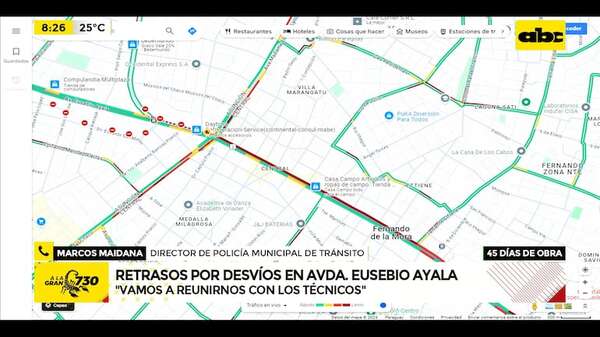 Eusebio Ayala: no descartan rediseñar desvíos tras caótico primer día - ABC Noticias - ABC Color