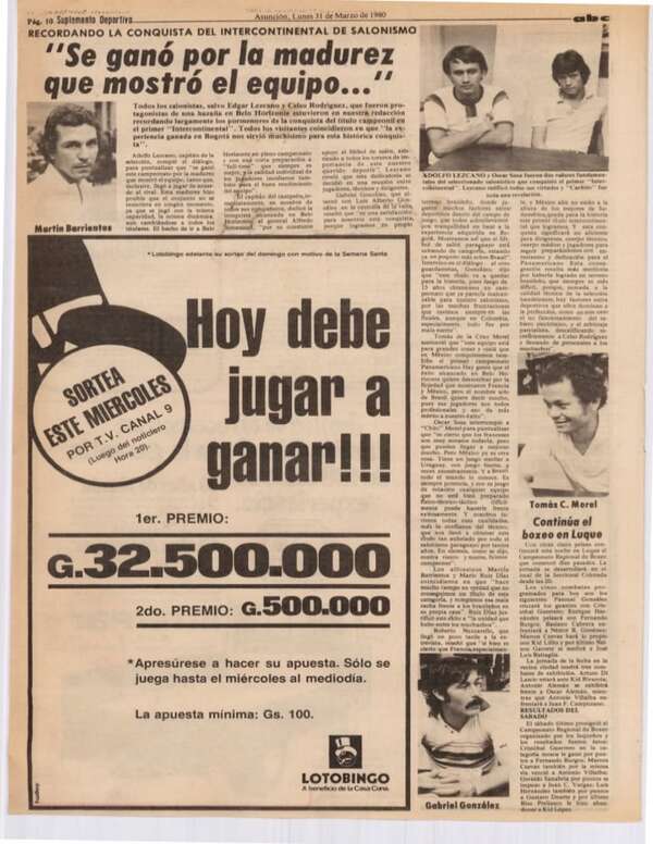 Falleció Tomas De La Cruz Morel, gran figura del salonismo paraguayo - Polideportivo - ABC Color
