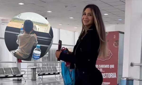 Después de venir para alentar a Alderete, Judith Gamarra y su hijo regresaron hoy a España