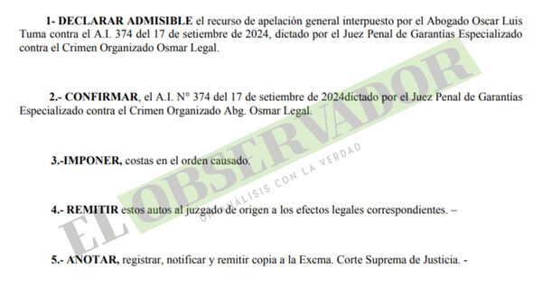Cámara confirma rechazo a pericia considerada como impertinente 