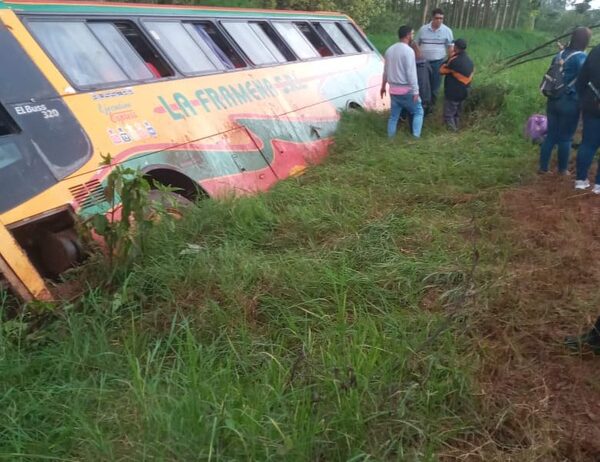 Bus se despista y tumba en rotonda de Cedrales