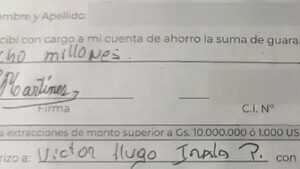 Intentó cobrar casi G. 100 millones usando una firma falsa y fue detenido por la Policía