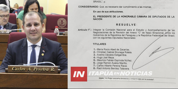CARLOS PEREIRA: “AGRADEZCO LA CONFIANZA DE SER ELEGIDO PARA EL TRATAMIENTO DEL ANEXO C” - Itapúa Noticias