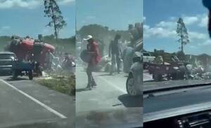 [VIDEO] Volcó un camión con cemento, apareció un montón de gente y... ¿adiviná qué pasó?