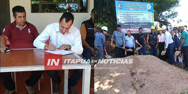 INICIAN CONSTRUCCIÓN DE LOSA DEPORTIVA EN EL COLEGIO DE PUERTO SAMUHÚ - NUEVA ALBORADA - Itapúa Noticias