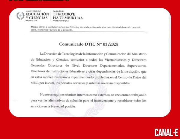 MEC COMUNICA QUE EL DATA CENTER FUE HACKEADO