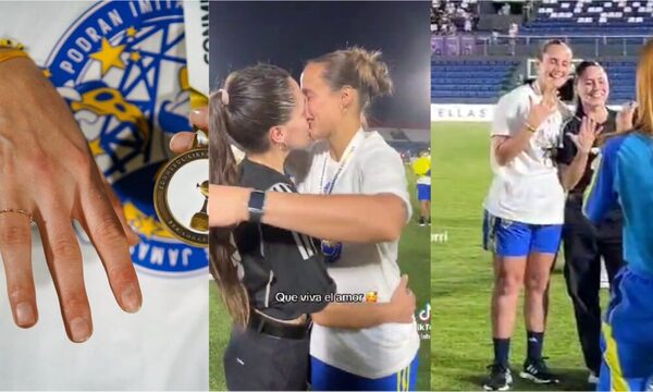 [VIDEO] ¡Arquera le pidió casorio a su novia en medio del Defensores del Chaco!
