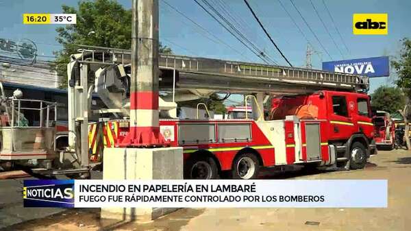 Incendio en papelería en Lambaré: bomberos lograron controlar el fuego rápidamente - ABC Noticias - ABC Color