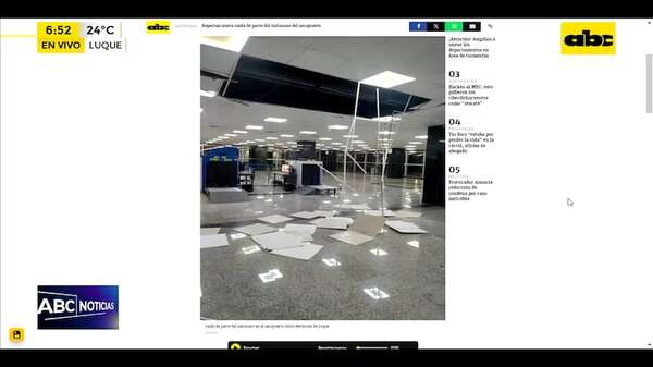 Aeropuerto Silvio Pettirossi: reportan nueva caída del cielorraso - ABC Noticias - ABC Color