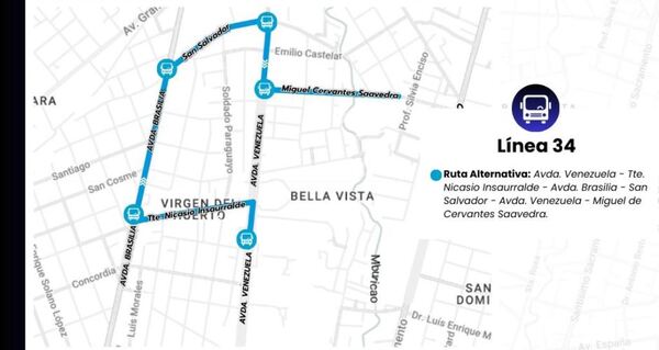 Rutas alternativas para las líneas 34 y 36 desde este lunes