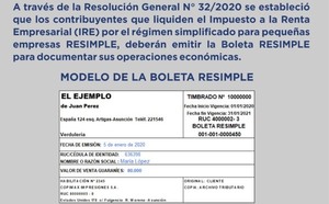 La SET establece Boleta RESIMPLE para pequeñas empresas