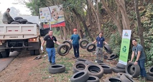 Con recolección de neumáticos en Hernandarias prosigue la campaña Cubierta Aty de ITAIPU