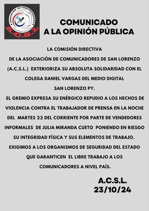 La Asociación de Comunicadores de San Lorenzo se solidariza con Daniel Vargas tras agresión » San Lorenzo PY
