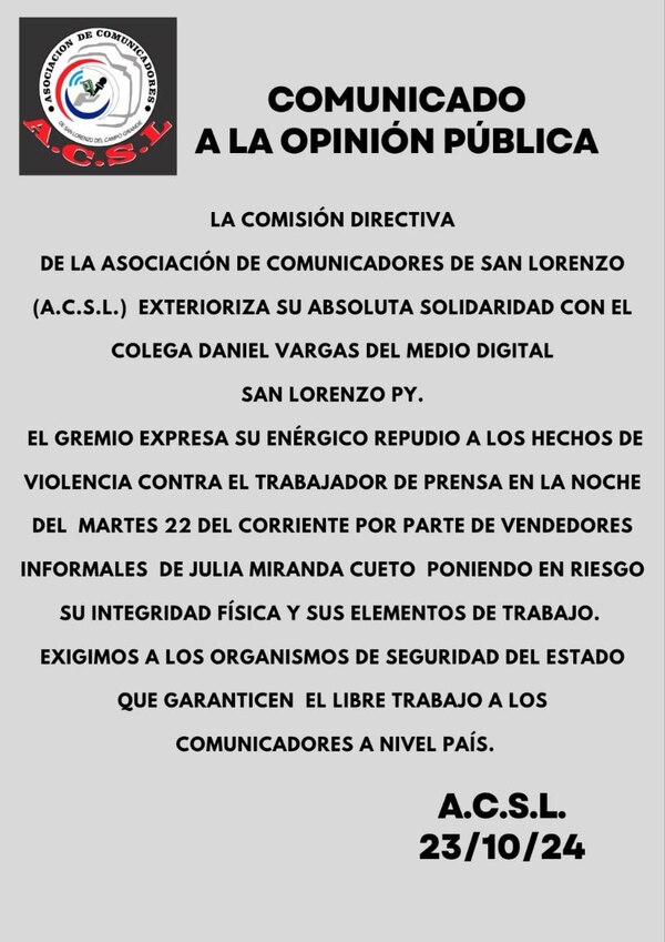 La Asociación de Comunicadores de San Lorenzo se solidariza con Daniel Vargas tras agresión » San Lorenzo PY