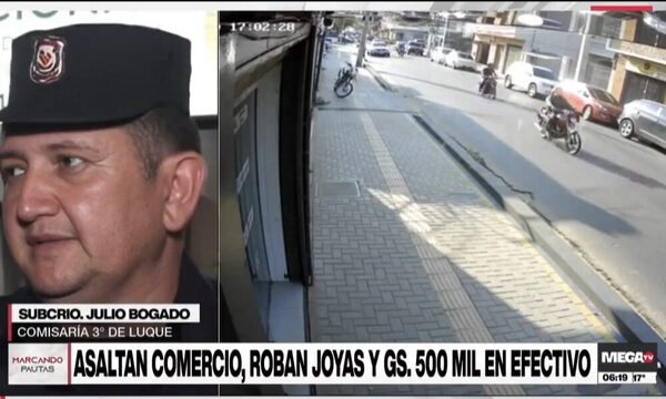 Luque: asaltan comercio, roban joyas y dinero en efectivo