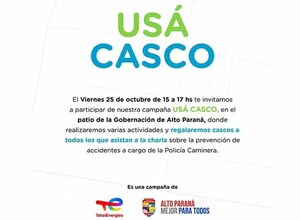 Gobernación de Alto Paraná lanza campaña de concientización sobre el uso de cascos para motociclistas | DIARIO PRIMERA PLANA