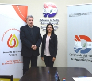 Alianza entre Defensoría del Pueblo y la Asociación Club del Donante Voluntario de Sangre del Paraguay.
