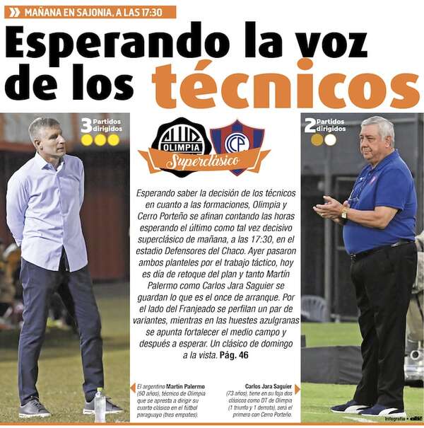 Superclásico: Esperando la voz de los técnicos - Fútbol - ABC Color