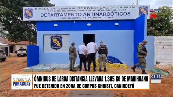 Bus de larga distancia detenido con más de una tonelada de marihuana