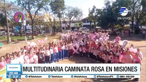 Multitudinaria caminata rosa en Misiones