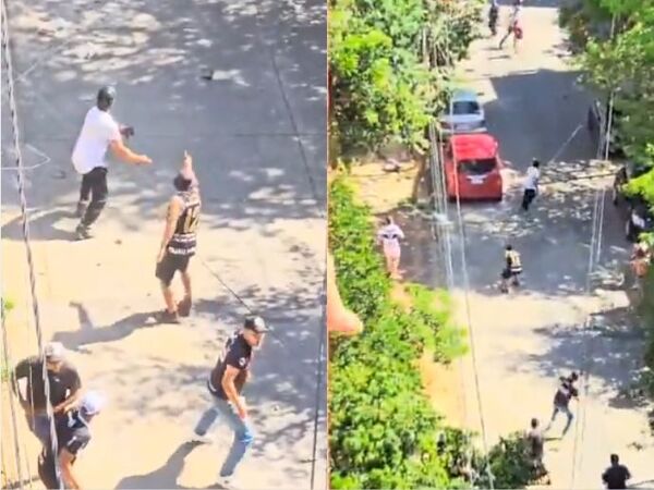 (VIDEO). Balazo púpe y a cascotazos se enfrentan hinchas de Olimpia y el Ciclón
