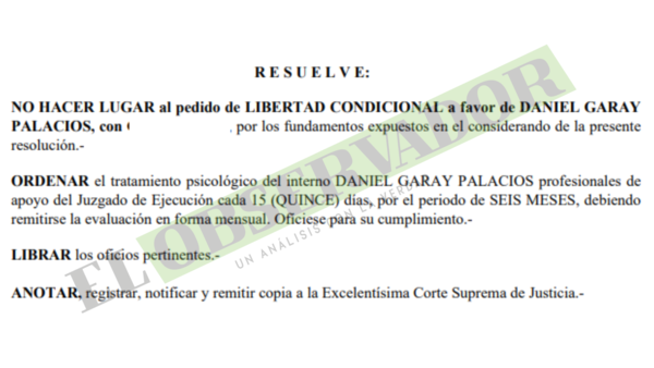 Por falta grave y riesgo de reincidencia rechazan libertad condicional a condenado expresidente de Comisión Pilcomayo