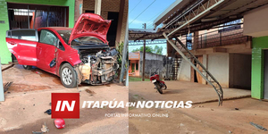 AUTOMÓVIL SE ESTRELLÓ CONTRA UNA CASA PARTICULAR EN CORONEL BOGADO - Itapúa Noticias