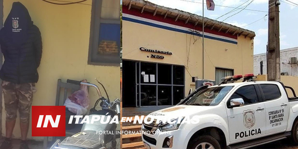 POLICÍA ATRAPA A SUJETO QUE SE ROBÓ UNA MOTO, UNA OLLA Y CARNE DE CERDO - Itapúa Noticias
