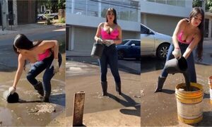 [VIDEO] ¡Mirá cómo Laurys Dyva denunció desperdicio de agua frente a su mansión!