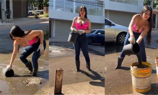[VIDEO] ¡Mirá cómo Laurys Dyva denunció desperdicio de agua frente a su mansión!