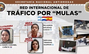 Capturan a “mulas” argentinas que pretendían llevar cocaína a España