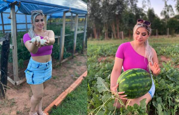 La rubia de la cerveza, de los girasoles, de los huevos, de la sandía… Paty presentó la producción del papá