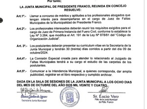 Llaman a concurso para Juez de Faltas en Franco