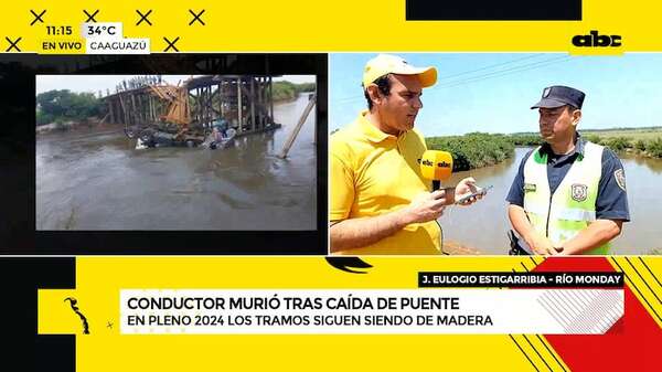Camionero muere tras colapso de precario puente de madera en Caaguazú - ABC Noticias - ABC Color
