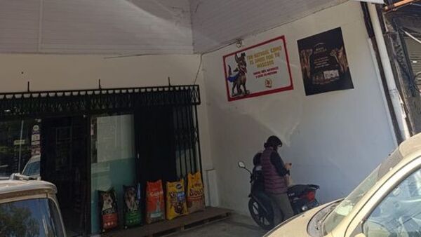Se enojó porque el perrito hizo pipí en su local