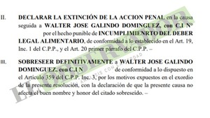 Presunto líder narco Walter José Galindo obtiene criterio de oportunidad en causa por incumplimiento del deber alimentario
