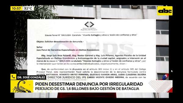 Millonario perjuicio al IPS: fiscales piden desestimar denuncia contra Battaglia - ABC Noticias - ABC Color