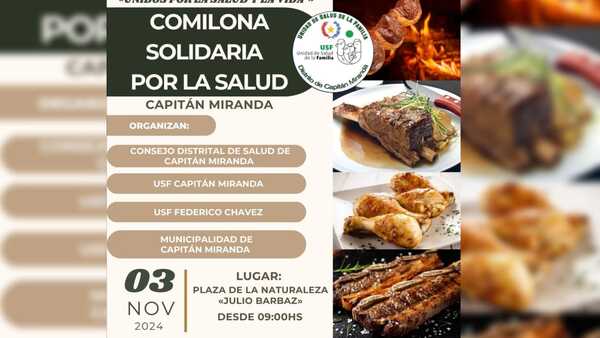 Gran Comilona Solidaria por la Salud en Capitán Miranda será este domingo