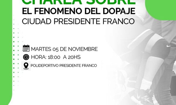 Realizarán charla sobre el dopaje en el deporte