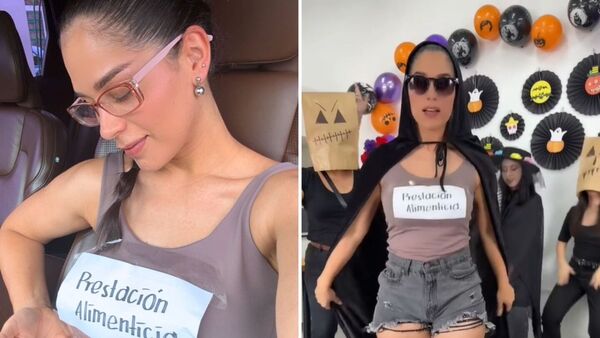 Fabi Martínez dio miedo con su disfraz de prestación alimentaria