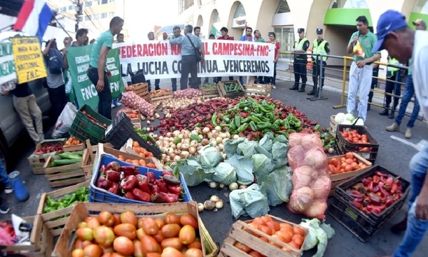 Productores de la FNC protestaron frente al MAG por falta de apoyo del Estado y regalaron sus productos - OviedoPress