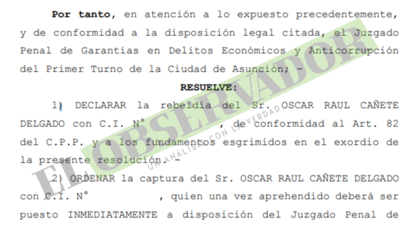 Ordenan captura de representante de empresa imputado por lesión de confianza
