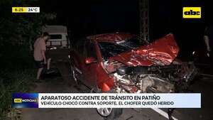 Accidente en Patiño: vehículo chocó contra soporte y el conductor herido  - ABC Noticias - ABC Color