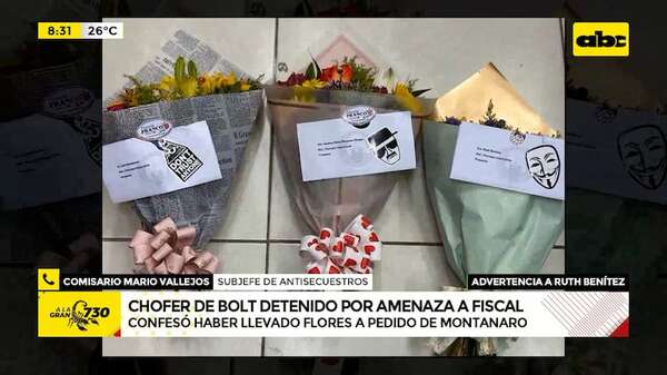 Conductor de plataforma confesó que compró y envió flores con amenaza a fiscal - ABC Noticias - ABC Color